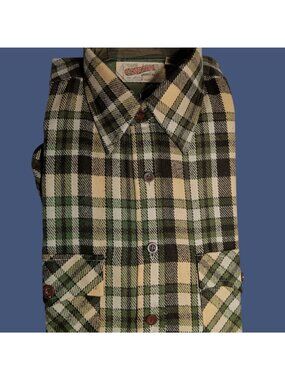 Vintage Small Flannel Shirt 1970's Mens Vanderbilt Plaid Deck Skater Acrylic NOS